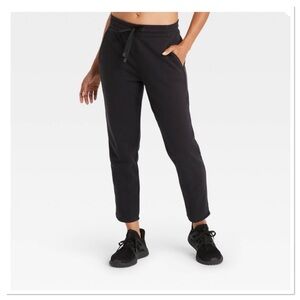 Women’s Cotton Black Fleece Pants With Drawstring Waist all in motion